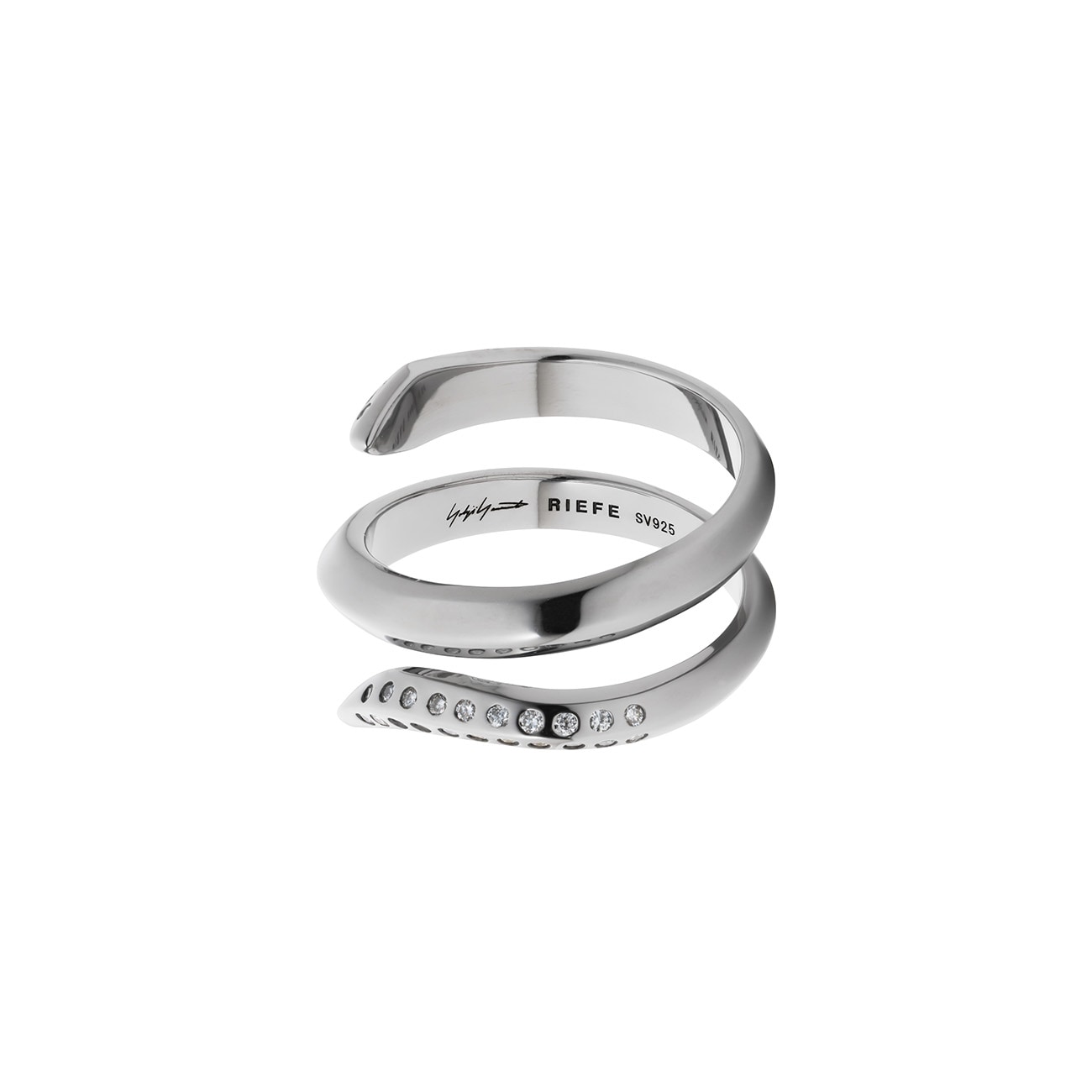 BKRh/WHT DIA SNAKE RING RH