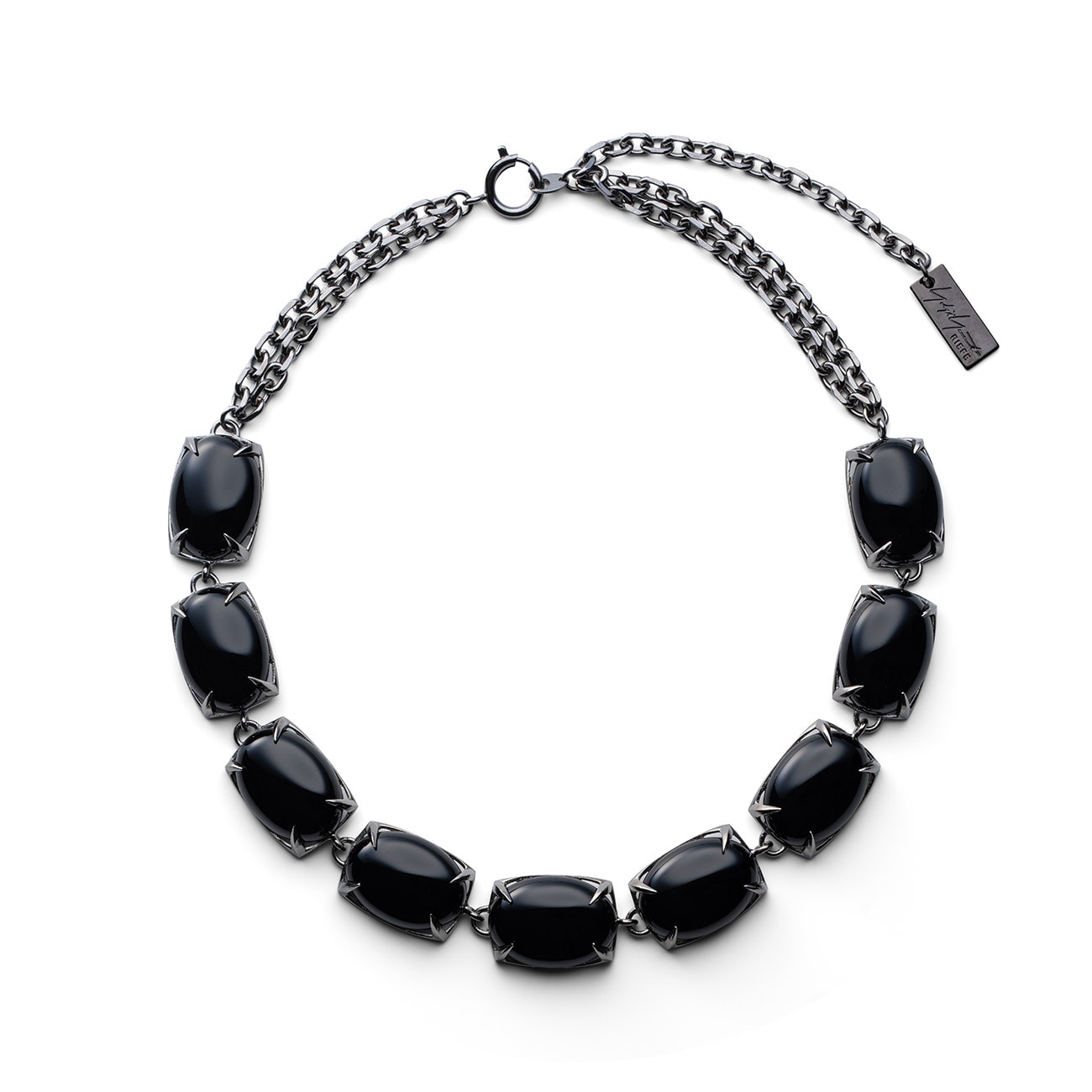 GUNBRASS/ONYX ROHDE NECKLACE