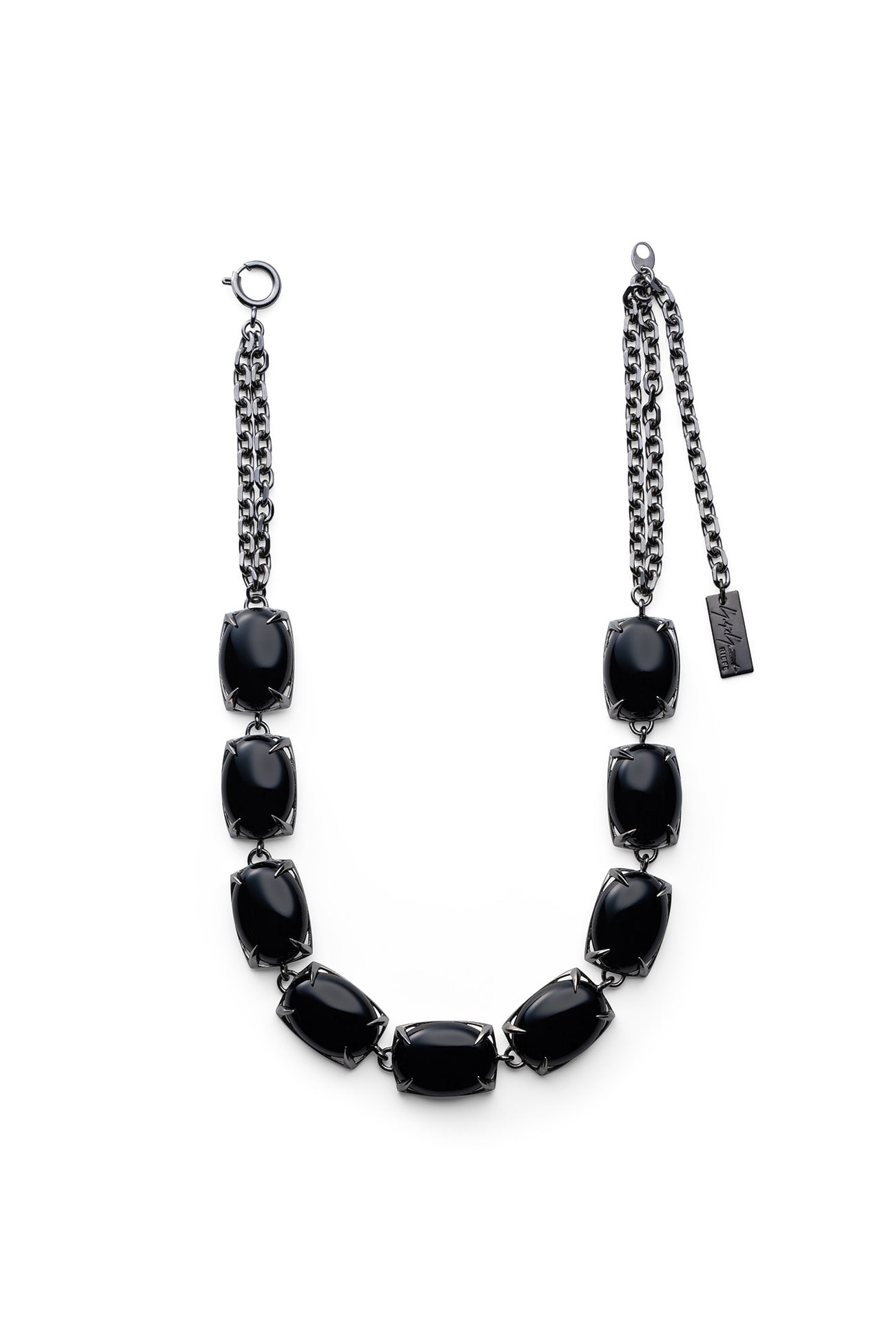 GUNBRASS/ONYX ROHDE NECKLACE